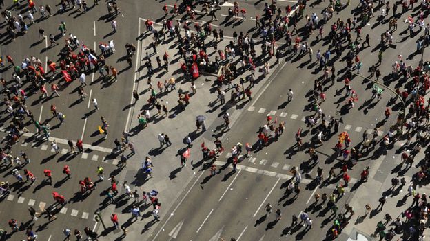 Des manifestants contre l'austérité dans les rues de Madrid