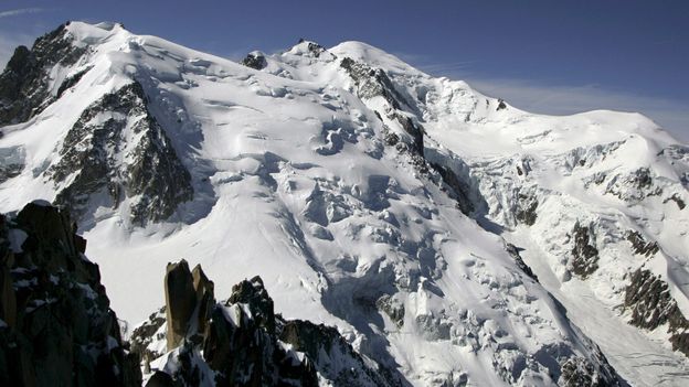 Le Mont Maudit, là où se serait produite l'avalanche jeudi, dans le massif du Mont-Blanc, en France