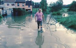 Inondations rue belle vue à Courcelles