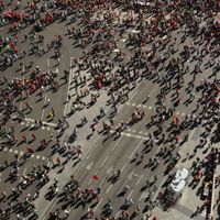 Des manifestants contre l'austérité dans les rues de Madrid