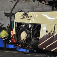 Le car accidenté en Suisse