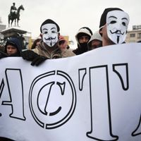 Manifestation contre Acta en Bulgarie