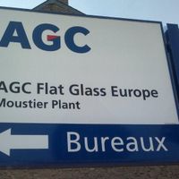 L'entrée du site d'AGC à Moustier-sur-Sambre. 