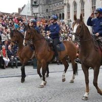 Des policiers à cheval lors d'une manifestation à Bruxelles